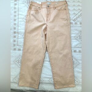 NEW Wonderly Cropped Straight Jeans Women 10 Soft Peach Stretch Denim